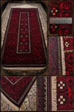 قالیچه دستباف بلوچی قرمز طرح کلاسیک اصیل - کد 78406