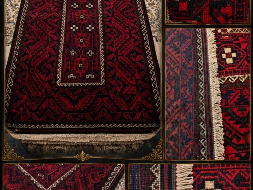 قالیچه دستباف بلوچی قرمز طرح کلاسیک اصیل - کد 78406