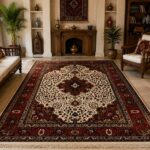 قالیچه دستبافت کرمان قلم آذرشهر طرح کلاسیک اصیل - کد 78421